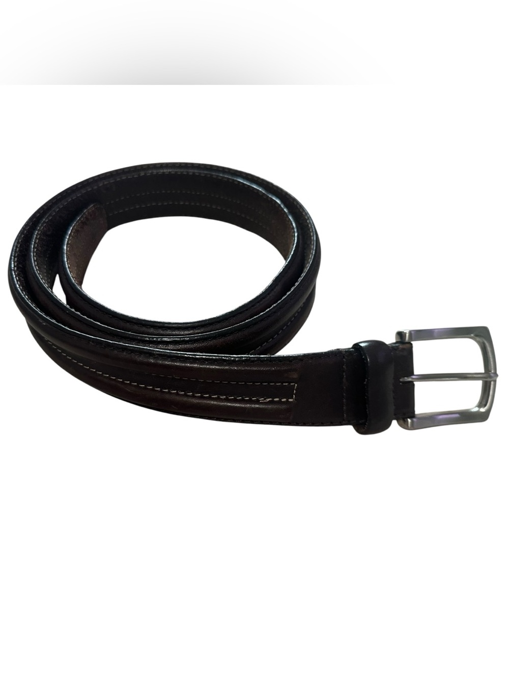 Vintage Brighton Men's Brown Leather Dress Belt #M10453 Silver Buckle 40"